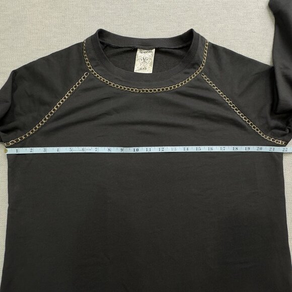 Vocal Chain Detail Black Tunic Top Womens Small Long Sleeve Pull Over Blouse - Picture 10 of 13